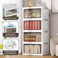 SPETLEK 4 Tier Folding Storage Box Plastic Stackable Container in White | Size: 1000mm