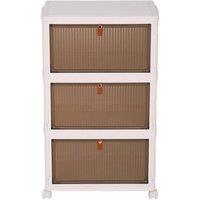 SPETLEK Large Folding Storage Box Stackable Case Cabinet 3 Tiers in White | Size: 1000mm