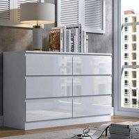 SPETLEK 6 Drawer Chest Of Drawers High Gloss White | Size: 0.6m2