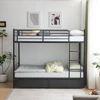 EONLION Black Drawers 3FT Metal Bunk Bed | Size: Double