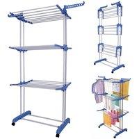 EONLION 3 Tier Indoor Outdoor Clothes Airer Laundry in Blue | Size: 100 cm