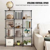 EONLION Storage Unit 12 Cube Wire Storage Shelves in Black | Size: 500mm
