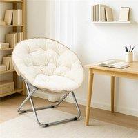 EONLION White Chair Folding Bedroom Chair Round | Size: 100 cm