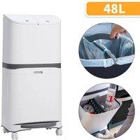 Kelvenix 48L Recycling Bin 3 Compartment Kitchen in White | Size: 0.6m2