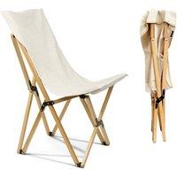 Kelvenix Folding Camping Chair Wooden Frame Chair in Natural