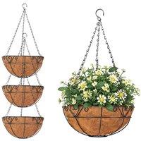 Kelvenix 4x Metal Hanging Baskets Garden Pot Planters in Brown | Size: 100g