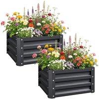 NESTLUNE Set of 2 Raised Garden Bed Galvanised Planter Box in Grey | Size: 1.25kg