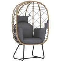NESTLUNE Rattan Garden Egg Chair with Thickened Cushion in Brown | Size: 100 cm x 15 cm