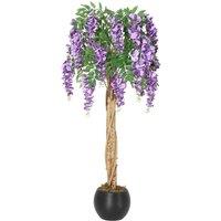 VOGREX 4FT Artificial Purple Blossom Tree Lifelike Faux Plant Mossy Boughs