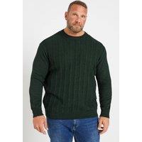 BadRhino Men's Crew Neck Cable Knit Jumper in Green | Size: 4XL