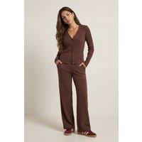 Urban Bliss Women's Rib Soft V Cardigan Set in Chocolate | Size: Large/XL