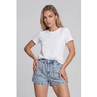 BCouture Women's Paperbag Denim Shorts in Light Blue | Size: 12