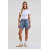 BCouture Women's Mom Denim Shorts in Light Blue | Size: 6