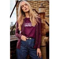 Long Tall Sally Women's Tall Crew Neck Button Cardigan in Dark Red | Size: 18-20