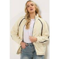 Long Tall Sally Women's Tall Fleece Jacket in Ivory | Size: 10