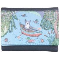 Mala leather Women's Beaus French Bulldog Boating Tri Fold Leather Purse in Blue
