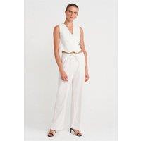 Dilvin Women's Wide-Leg Striped Trousers in Off-White | Size: Medium