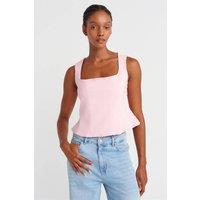 Dilvin Women's Fitted Sleeveless Square-Neck Blouse in Light Pink | Size: Small