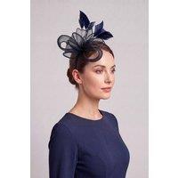 Vellin Women's Feather Loop Sinamay Fascinator Headband in Navy