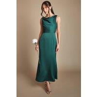 Oasis Women's Emerald Cowl Neck Open Back Midi Bridesmaid Dress | Size: 16