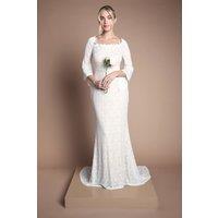 Coast Women's Honoured Petite Bardot Boho Lace Fishtail Wedding Dress in Ivory | Size: 4