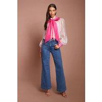 Coast Women's Lisa Tan Pussybow Long Sleeve Organza Shirt in Pink | Size: 12