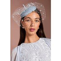 Coast Women's Lisa Tan Lace & Net Detail Pillbox Fascinator in Blue