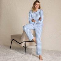 Lands' End Women's Cotton Jersey Pyjama Set in Baby Blue | Size: 16-18