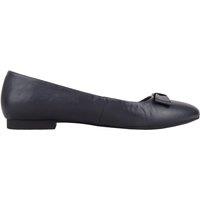 ABSOLUTE FOOTWEAR Women's Womens Genuine Leather Slip On Formal Ballerina Style Dolly Shoes in Navy | Size: 6