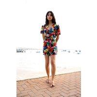 Yumi Women's Multicolour Tropical Leaf Print Playsuit | Size: 14