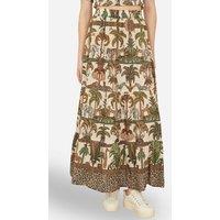 Yumi Women's White Cotton Voile Safari Midi Skirt in Ecru | Size: 10