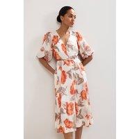 Phase Eight Women's V-Neck Midi Dress in Off-White | Size: 10