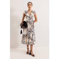 Phase Eight Women's Trix Leopard V-Neck Dress in Light Beige | Size: 18