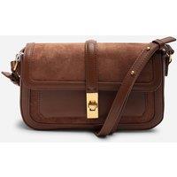 Where's That From Women's 'Coral' Suede Structured Shoulder Bag with Gold Lock in Brown