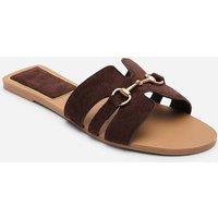 Where's That From Women's Dorina Embellished Suede Slide On Sandals in Dark Brown | Size: 7