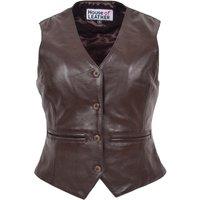 House of Leather Women's Womens Real Leather Waistcoat Rita in Brown | Size: 12