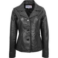 House of Leather Women's Ruth Real Leather Classic Blazer Jacket Tan Size 20 in Black | Size: 14
