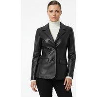 House of Leather Women's Womens Real Leather Blazer Jacket Shirley Black 20 | Size: 12