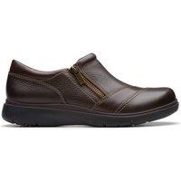 Clarks Women's Certina Pure Dark Brown Leather Slip Ons | Size: 4.5-Wide Fit