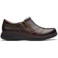 Clarks Women's Certina Pure Dark Brown Leather Slip Ons | Size: 8-Wide Fit