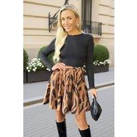 AX Paris Women's Multi Tiger Print 2 in 1 Long Sleeve Mini Skater Dress | Size: 8