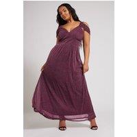 Yours Women's Metallic Cold Shoulder Maxi Dress in Purple | Size: 16