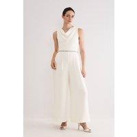 Phase Eight Women's Rubiana Jeweled Wide-Leg Jumpsuit in Natural White | Size: 8