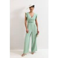 Phase Eight Women's Petite Ayla V-Neck Wide Leg Jumpsuit in Mint | Size: 14