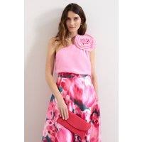Phase Eight Women's Suede Envelope Chain Strap Clutch in Cerise