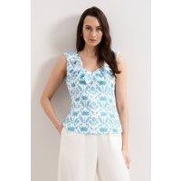 Phase Eight Women's Rhona Linen Blouse in Baby Blue | Size: 12