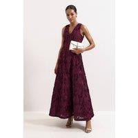 Phase Eight Women's Amanda Textured Wave Maxi Dress in Aubergine | Size: 10