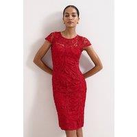 Phase Eight Women's Emmi Tapework Dress in Red | Size: 14