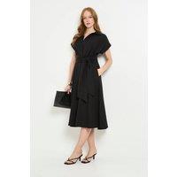 Principles Women's Formal Front Tie Shirt Midi Dress in Black | Size: 12