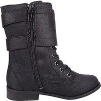 ABSOLUTE FOOTWEAR Girl's Childrens Slip On Lace Up Inside Zip Warm Boots, Double Buckle Design in Black | Size: Infant 12